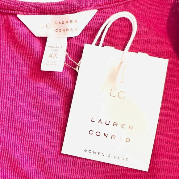 NWT LAUREN CONRAD Women Long Sleeve Pullover Scoop Neck Red Shirt Plus Size 4X - Picture 11 of 13